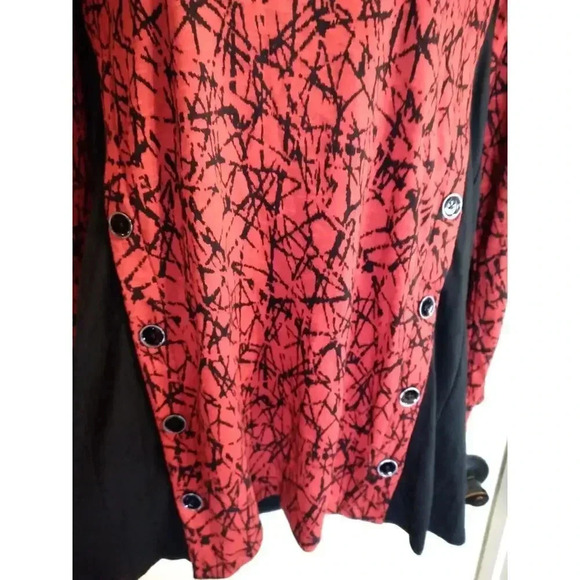 John Mark Cowl Neck Pullover Sweater Black Red Sz L Bust 44" Length 30" - Picture 3 of 10